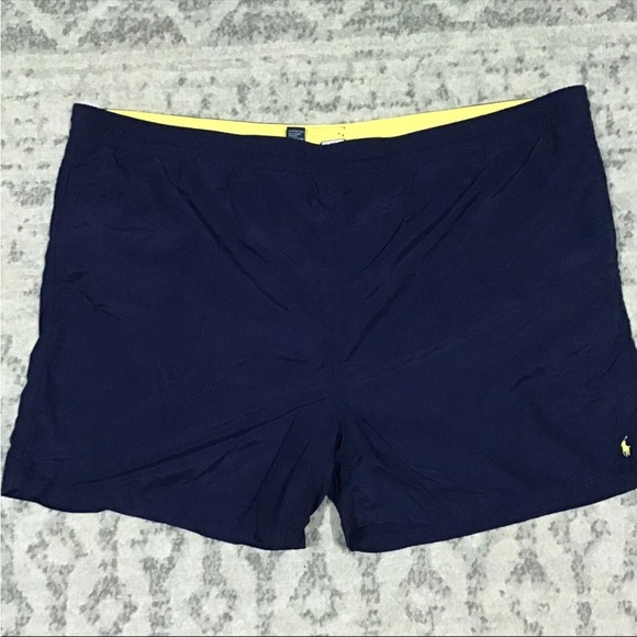 Polo Ralph Lauren Lined Swim Trunks Board Shorts Navy Yellow Men's Size 2X - Picture 1 of 9
